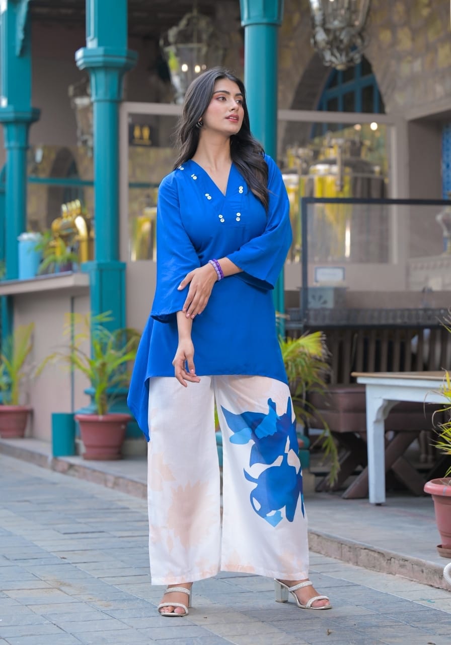 Stylish blue coloured Coord Set